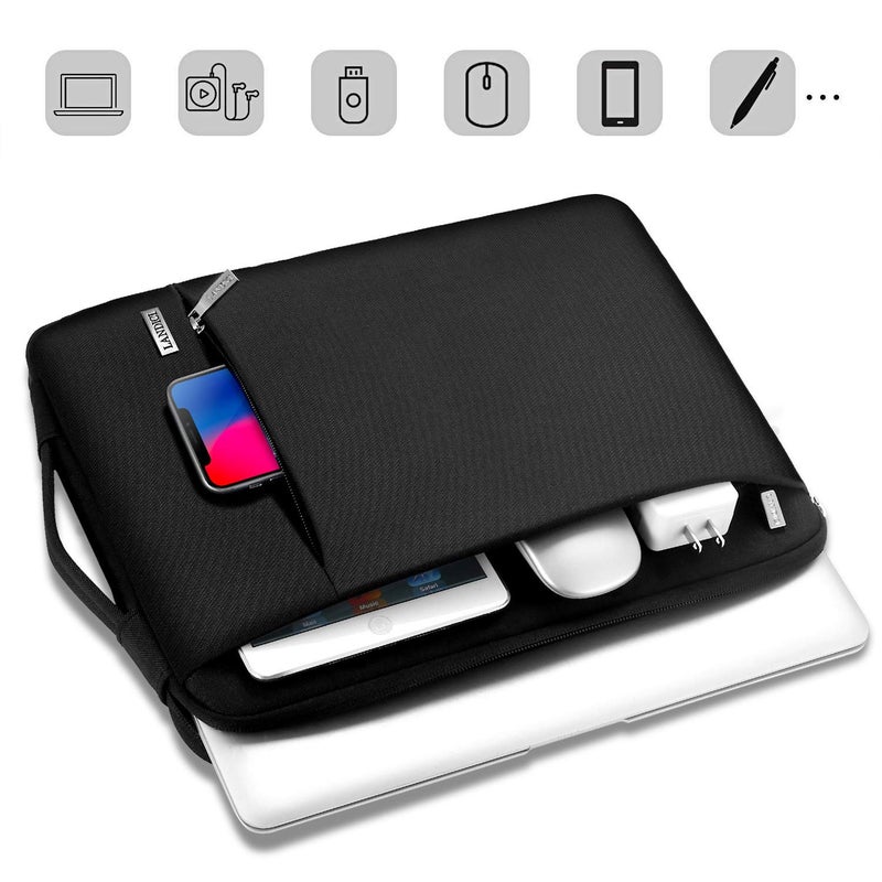 LANDICI 360Â° Protective Laptop Sleeve 11.6 Inch for Surface Pro 7 8 9/Laptop Go 2 3, MacBook Air 11, Small Computer Bag Carrying Case for 11-12 Inch Chromebook, Slim, Shockproof, Waterproof, Black - Image 2